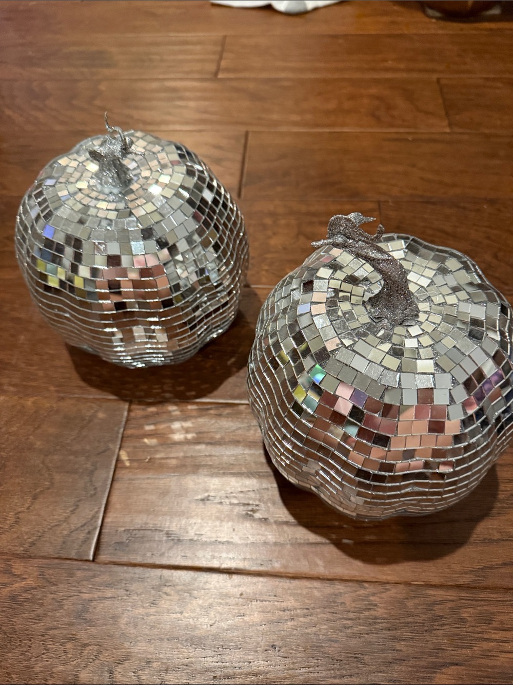 Mirrored Disco Pumpkin Decor - Silver